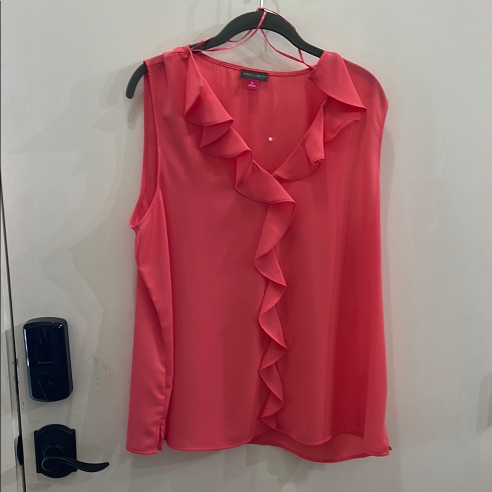 Vince Camuto Pink Ruffled Sleeveless Blouse